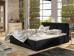 Letto matrimoniale con box contenitore Bordeaux - 180 x 200 cm , Ecopelle nero