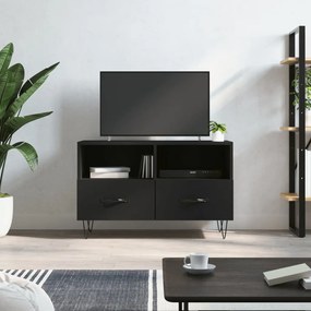 Mobile Porta Tv Nero 80x36x50 Cm İn Legno Multistrato /
