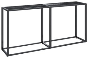 Tavolo consolle nero marmo 160x35x75,5 cm in vetro temperato