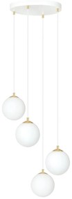 Lampadario a Sospensione in Acciaio e Vetro ROYAL 4 Bianco o Nero 4xE14