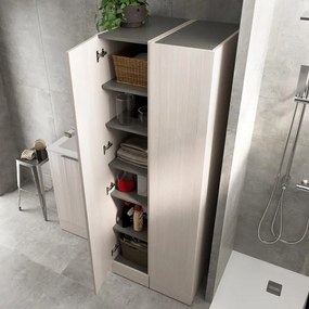 Colonna per mobile bagno Jnka SENSEA 1 anta P 66 x L 35 x H 194 cm legno larice bianco truciolare