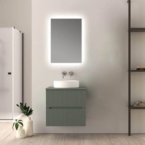 Mobile da bagno verde opaco 60 cm cannettato Palermo