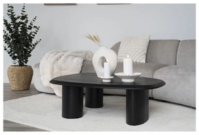 Tavolino nero con piano effetto frassino 78x96 cm Tirano - House Nordic