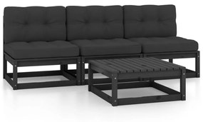 Set divani da giardino 4 pz con cuscini legno massello pino