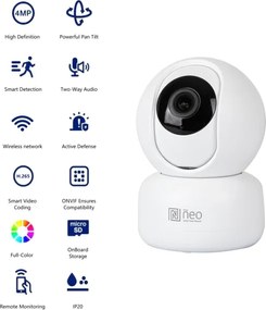 Immax NEO 07795L - Smart interno camera con sensore 4MP 5V Wi-Fi Tuya
