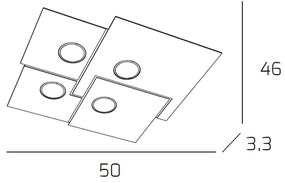 Plafoniera Moderna Plate Metallo Grigio 4 Luci Gx53