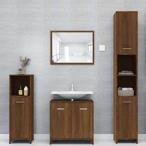 Armadietto bagno rovere marrone 30x30x95cm in legno multistrato