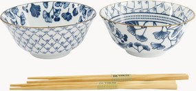 Set di 2 ciotole in porcellana con bacchette Tayo Bowls Flora Japonica