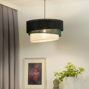 Euluna lampada a sospensione Trio, nero/verde/bianco, tessuto, Ø 45 cm
