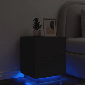 Comodino Con Luci Led Nero İn Legno Multistrato /