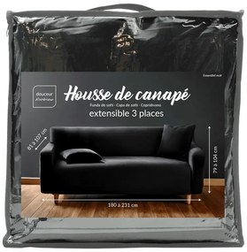 Copridivano nero con rivestimento elastico per divano a 3 posti Mila – douceur d'intérieur