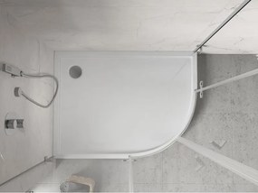 Mexen Flow+ piatto doccia semicircolare asimmetrico sinistro 90 x 80 cm, bianco lucido - 46Q108090LH