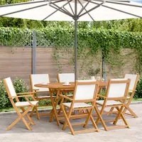 Sedie da Giardino Pieghevoli 6pz Bianco Crema Tessuto e Legno 3214575