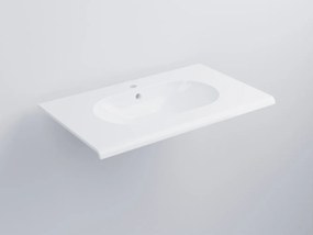 Cielo Fluid Lavabo 80x48 Sospeso Monoforo Con Troppopieno Bianco Lucido