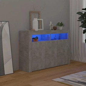 Credenza con luci led grigio cemento 115,5x30x75 cm