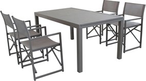 DEXTER - set tavolo in alluminio cm 160/240 x 90 x 75 h con 4 poltrone Carpenter