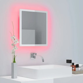 Specchio da Bagno LED Bianco Lucido 40x8,5x37 cm in Acrilico