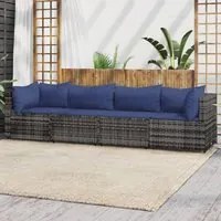 Set Divani da Giardino 4 pz con Cuscini in Polyrattan Grigiocod mxl 82204