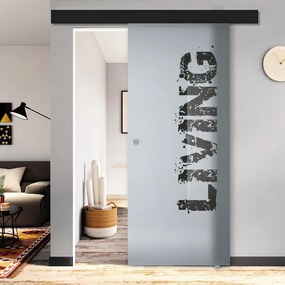 Porta scorrevole Living in vetro multicolore, L 88 x H 215 cm, con binario Atelier nero Reversibile