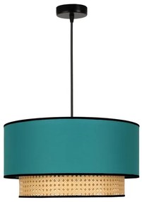 Duolla - Lampadario a sospensione con filo BOHO 1xE27/15W/230V diametro 45 cm turchese/rattan