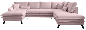 Divano letto a U rosa cipria, angolo destro Charming Charlie - Miuform