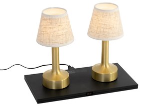 Set di 2 lampade da tavolo oro con beige RGBW ricaricabili - Elise