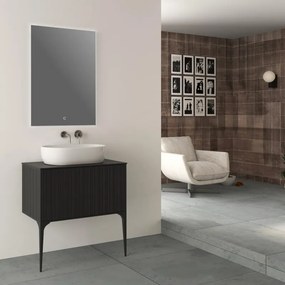Mobile da bagno sospeso sotto lavabo Domino di Baden Haus L 80 x H 43 x P 46 cm nero cannettato opaco, 1 cassetto
