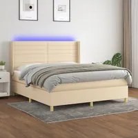 Letto a Molle con Materasso e LED Crema 180x200 cm in Tessuto 3138978