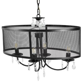 Lampadario a sospensione con catena BRESSO 4xE14/12W/230V nero