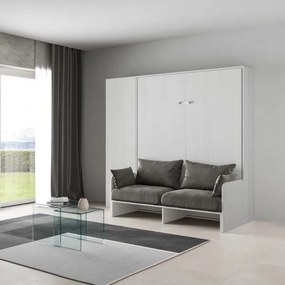 Letto matrimoniale a scomparsa 160 cm con colonna Bianco KENTARO SOFŔ