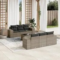 Set Divani da Giardino 7 pz con Cuscini Grigio in Polyrattan 3254647