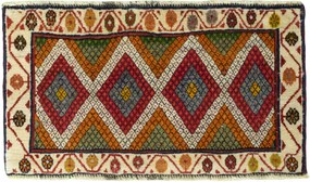 Shiraz Tappeto 80 x 40 Rosso (Iran) Annodato A Mano