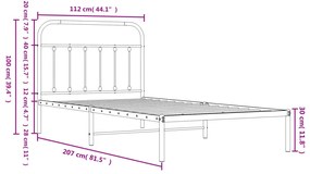 Giroletto con Testiera in Metallo Nero 107x203 cm