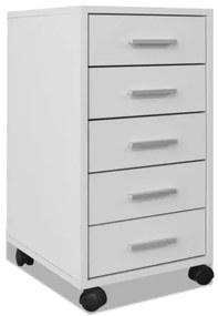 Cassettiera da Ufficio con Rotelle 5 Cassetti Bianca