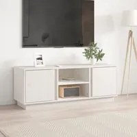 Mobile Porta TV Bianco 110x35x40,5 cm in Legno Massello di Pino 814475