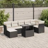 Set Divani da Giardino con Cuscini 8 pz Nero in Polyrattan 3326197