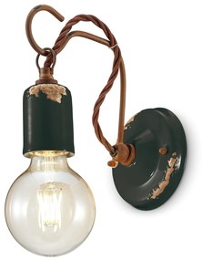 Applique Vintage Ceramica Nera Con Filamento 1 Luce E27