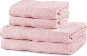 Asciugamani e teli da bagno in spugna di cotone rosa chiaro in set di 4 pezzi Marina - DecoKing