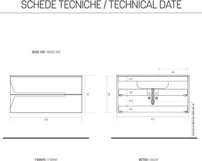 Mobile bagno sospeso 100 cm HAITI 2 cassetti Larice Bianco