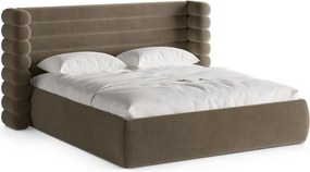 Letto matrimoniale imbottito grigio tortora con contenitore con rete inclusa 160x200 cm Mount – Micadoni