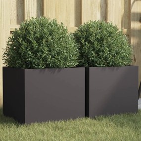Fioriere 2 Pz Nere 32x30x29 Cm İn Acciaio /