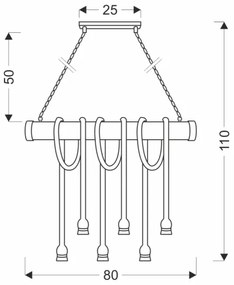Lampadario con catena VINT 6xE27/40W/230V in bambù