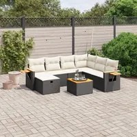 Set Divani da Giardino con Cuscini 8 pz Nero in Polyrattan 3265550