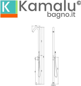 Kamalu - Colonna doccia da esterno in acciaio inox con miscelatore e doccetta| KA-300AI
