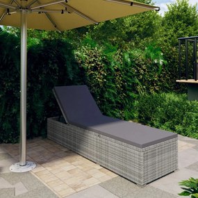 Lettino Prendisole Con Cuscino Grigio Scuro Polyrattan Grigio /