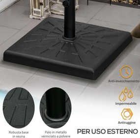 Base per Ombrellone da Giardino Ø32 a Ø48 51x51x32 cm in Resina e Acciaio Nero...