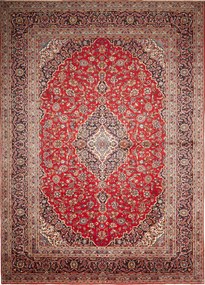Kashan Tappeto 350 x 250 Blu (Iran) Annodato A Mano