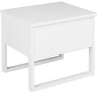 Comodino in legno di pino bianco 41 x 50 cm con un cassetto stile moderno