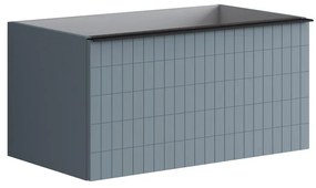 Mobile sottolavabo e lavabo Pixel laccato indaco e grigio carbone L 100.5 cm 1 vasca 2 cassetti