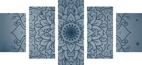 Quadri 5 pezzi – Fiore di Mandala blu scuro